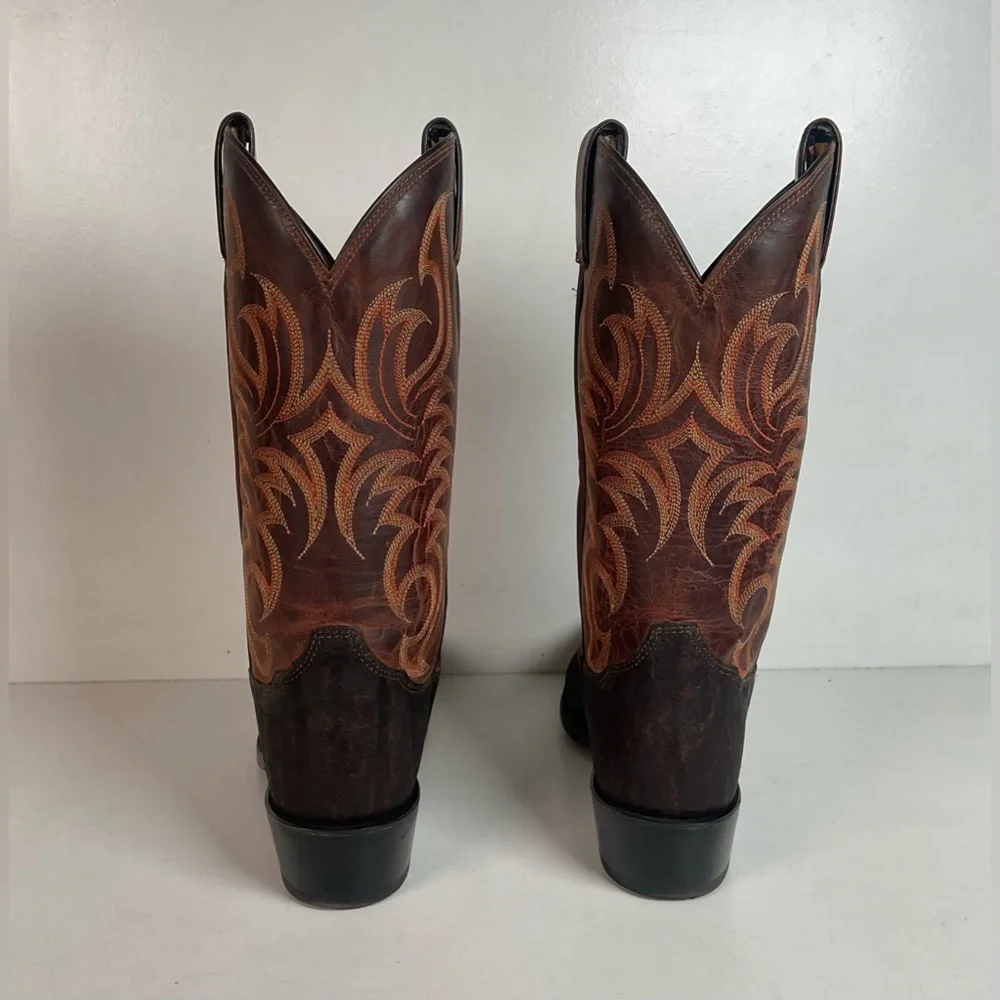 Tony Lama Men’s Vintage Chocolate Cowboy Boots 8.5 D USA Made Exotic - Picture 10 of 16